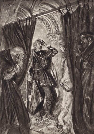 William Shakespeare: Hamlet, Dánia hercege tragédiája, III. felvonás, 1. jelenet (litográfia) alkotó: Edmund Joseph (after) Sullivan