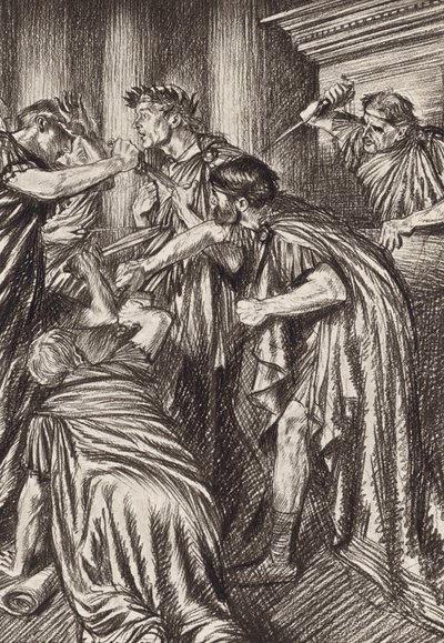 William Shakespeare: Cézár tragédiája, III. felvonás, 1. jelenet (litográfia) alkotó: Edmund Joseph (after) Sullivan