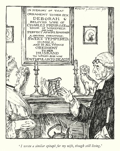 Illusztráció: Oliver Goldsmith, The Vicar of Wakefield (litho) alkotó: Edmund Joseph Sullivan