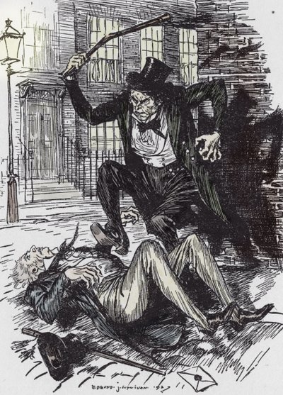 Mr. Hyde merénylő Sir Danvers Carew, Edmund Joseph Sullivan (1869-1933) illusztrációja Robert Louis Stevenson (1850-1894) L