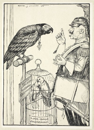 A gyűlölet himnusza (Egy kis cukor a madárnak), illusztráció a Kaiser füzéréből, Edmund J. Sullivan, pub. 1916 alkotó: Edmund Joseph Sullivan