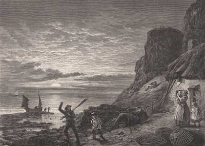 Halász apa és fia búcsúzik családjától (metszet) alkotó: Edmund Morison (after) Wimperis