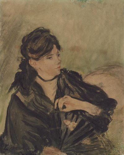 Berthe Morisot legyezővel alkotó: Edouard (after) Manet