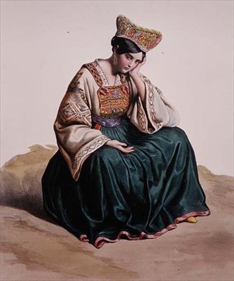 Fiatal lány calabriai ruhában alkotó: Edouard (after) Pingret