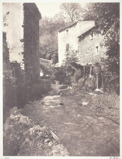Vízimalmok Auvergne-ben, 1852, nyomtatva 1978. alkotó: Édouard Baldus