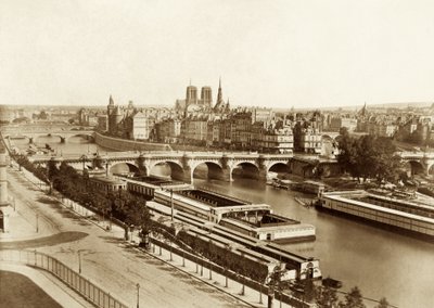 Szajna hidakkal, hátul a Notre-Dame de Paris alkotó: Édouard Baldus