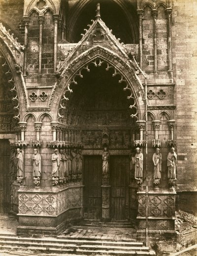 A Szűz ajtaja, Amiens-i katedrális, 1856 körül (sózott papírnyomat) alkotó: Edouard Denis Baldus