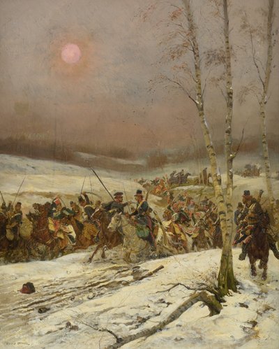 Kozákok megtámadják a díszőrség századát, c. 1910 alkotó: Jean-Baptiste Edouard Detaille