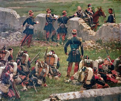 A Rezonville Gravelotte-i csata estéje. A császári gárda gránátosai nyugalomban, augusztus 16 alkotó: Jean-Baptiste Edouard Detaille