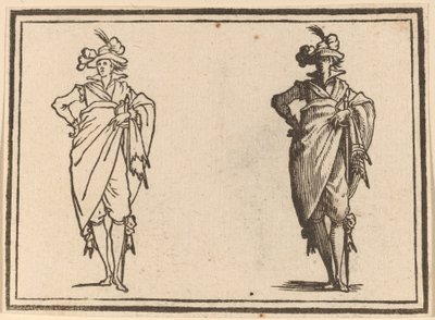 Gentleman elölről nézve csípőre tett kézzel alkotó: Edouard Eckman after Jacques Callot