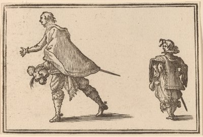 Gentleman és oldala alkotó: Edouard Eckman after Jacques Callot