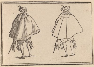 Nagy palástos úriember, hátulról nézve alkotó: Edouard Eckman after Jacques Callot