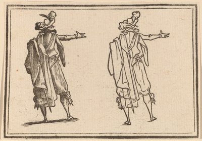 Férfi hátulról, kinyújtott jobb karjával alkotó: Edouard Eckman after Jacques Callot