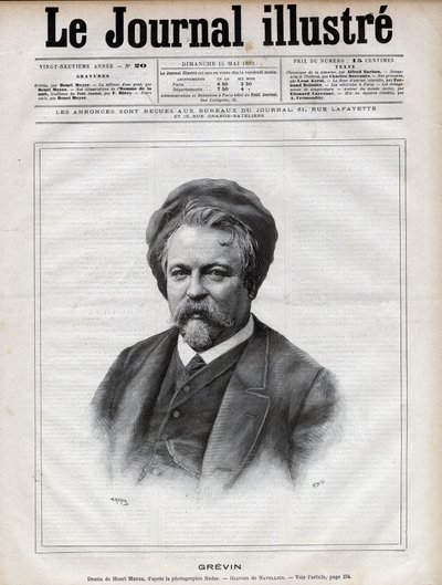 Alfred Grevin (1827-1892) szobrász, karikaturista, karikaturista, karikaturista és francia színházi jelmezek tervezője – Navellier metszete Nadar fotója után az 1892-es „The Illustrous Journal”-ban alkotó: Edouard Felicien Eugene Navellier