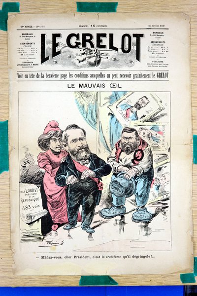 A „Le Grelot” címlapja, színekben szatirikus alkotó: Edouard Guillaumin Pepin