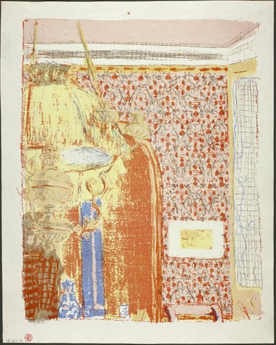 Beltér rózsaszín tapétával II, hatodik lemez a Tájak és enteriőrökből alkotó: Édouard Jean Vuillard