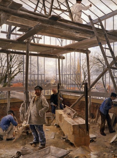 Üvegház építése, 1890 alkotó: Edouard-Joseph Dantan