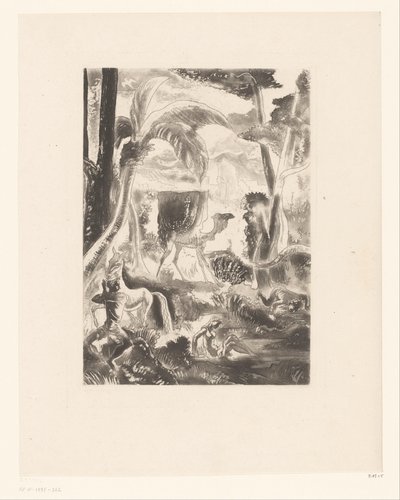 Táj pálmafákkal és fürdőfigurákkal alkotó: Edouard Léon Louis Edy Legrand (attributed to)