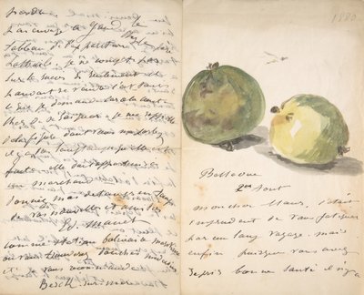 Két almával díszített levél Eugène Mausnak, 1880. augusztus 2. alkotó: Édouard Manet