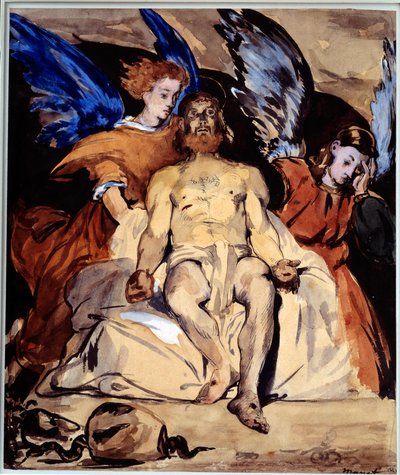 Krisztus angyalokkal Edouard Manet (1832-1883) akvarell, gouache és porcelán tintája 1864 V. 0,32x0,27 m Párizs, Muse d