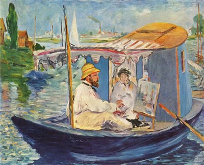 Német: Die Barke Claude Monet festménye a műtermi hajóján alkotó: Édouard Manet