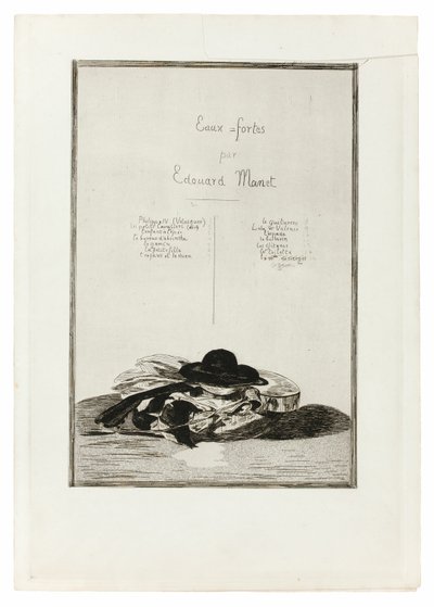 Kalap és gitár, Frontispiece tizennégy rézkarc kiadásához alkotó: Édouard Manet