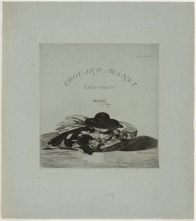 Kalap és gitár, a tizennégy metszetből álló kiadás címlapképe. alkotó: Édouard Manet