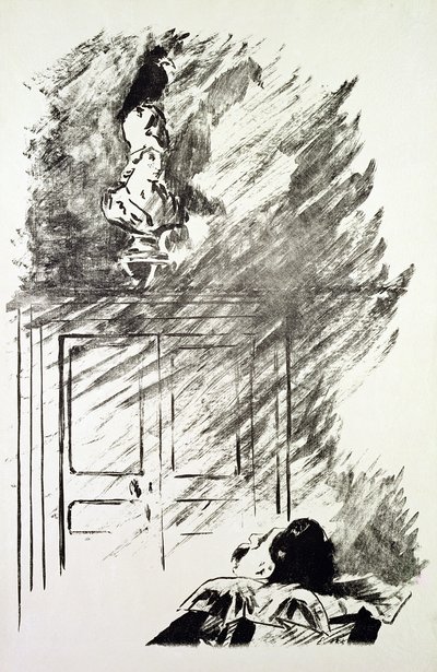Illusztráció a „The Raven”-hez, Edgar Allen Poe alkotó: Édouard Manet
