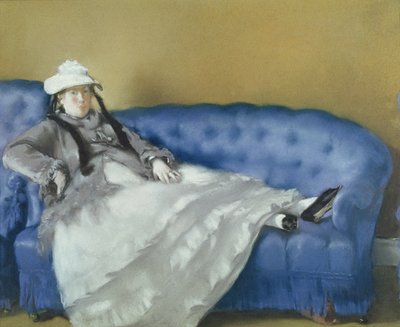 Madame Manet kék kanapén, 1874 (pasztell, papíron) alkotó: Édouard Manet