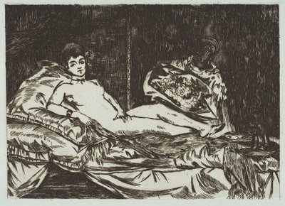 Olympia nagytányér, 1867. január-május. alkotó: Édouard Manet