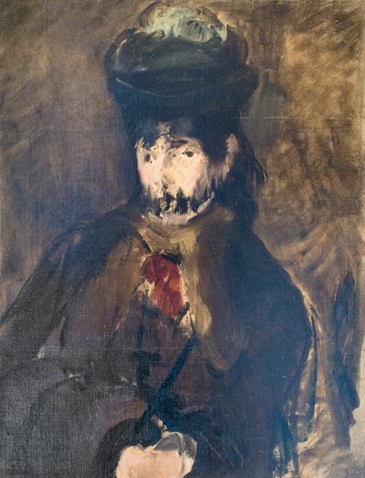 Berthe Morisot portréja fátyolban, c. 1872 (olaj, vászon) alkotó: Édouard Manet