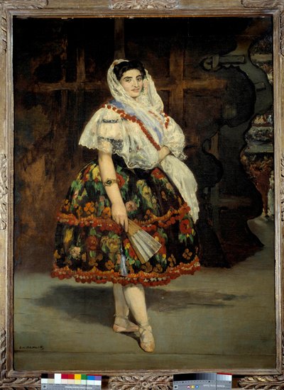 Lola de Valencia portréja Lola Melea táncosnőt hagyományos spanyol viseletben ábrázolják. Edouard Manet (1832-1883) festménye 1862 Dim. 1,23x0,92 m Párizs, Musee d