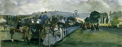 Longchamps-i versenypálya, 1864 (wc és gouache grafiton papíron) alkotó: Édouard Manet