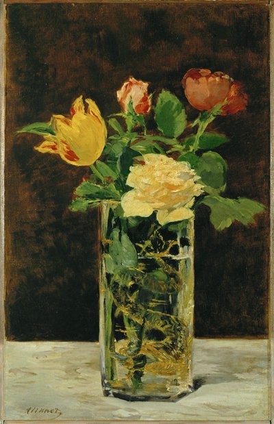 Rózsa és tulipán (olaj, vászon) alkotó: Edouard Manet