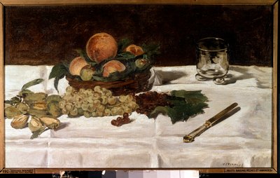 Csendélet, gyümölcsök az asztalon Edouard Manet festménye (1832-1883) 1864 V. 0,45x0,73 m Párizs, Muse d