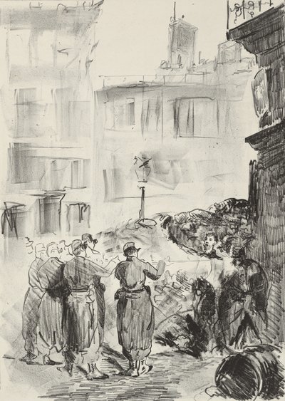 A Barikád, 1871, nyomtatva 1884 alkotó: Édouard Manet