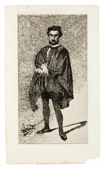 A tragikus színész (Rouvière Hamlet szerepében) alkotó: Édouard Manet