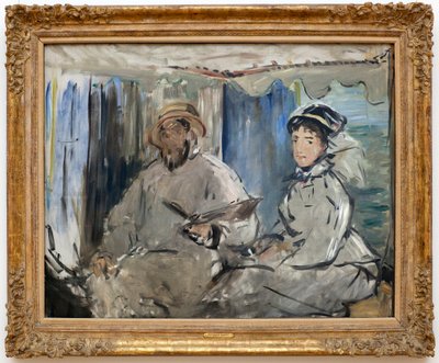 Claude Monet festő (1840-1926) műtermében. (Mellette felesége, Camille, műhelyhajójában). Edouard Manet (1832-1883) festménye, Olaj, vászon alkotó: Édouard Manet
