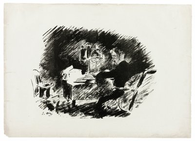 A lámpa alatt ("Egyszer volt, hol nem volt, éjféltájt sivár..."), A hollóból (Le Corbeau) alkotó: Édouard Manet