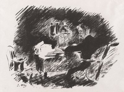 A lámpa alatt, Stéphane Mallarmé Edgar Allan Poe A holló című művéhez készített fordításából alkotó: Édouard Manet