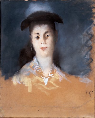 Nő selyemgéz kalapban alkotó: Édouard Manet