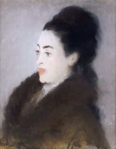 Szőrmekabátos nő profilban, 1879 alkotó: Édouard Manet