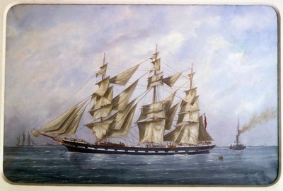 A Rossdhu, három angol matt száraz vitorlával Edouard Adam (1847-1929) akvarellje 1882 Párizs, Musee de la Marine alkotó: Edouard Marie Adam
