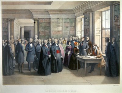 Lajos Fülöp király aláírja a látogatókönyvet az Eton College-ban tett látogatása során december 10-én. alkotó: Edouard Pingret