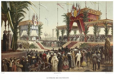 Szuezi csatorna. Az uralkodók tribunusa, 1869. alkotó: Edouard Riou