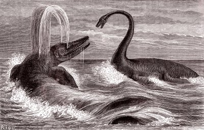 Az Ichtyosaurus és a Plesiosaurus alkotó: Edouard Riou