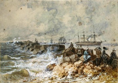 A Szuezi-csatorna, egy emlékalbumból, amely Eugenie császárné (1827-1920) utazására emlékezik az 1869-es beiktatáskor (wc papíron) alkotó: Edouard Riou