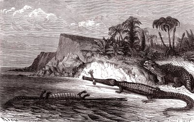 The Teleosaurus and the Hyleosaurus alkotó: Edouard Riou