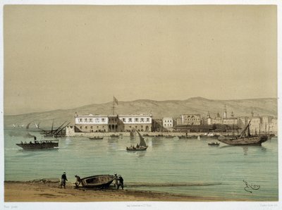 Kilátás a csatornára „” A Canal de suez felavatása, G. Nicole. 1869 alkotó: Edouard Riou