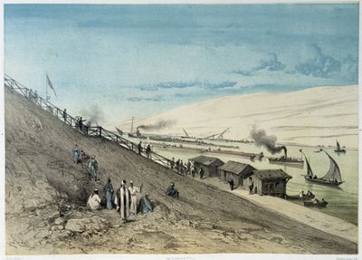 Kilátás a csatornára „” A Szuezi-csatorna felavatása – G. Nicole. 1869 alkotó: Edouard Riou